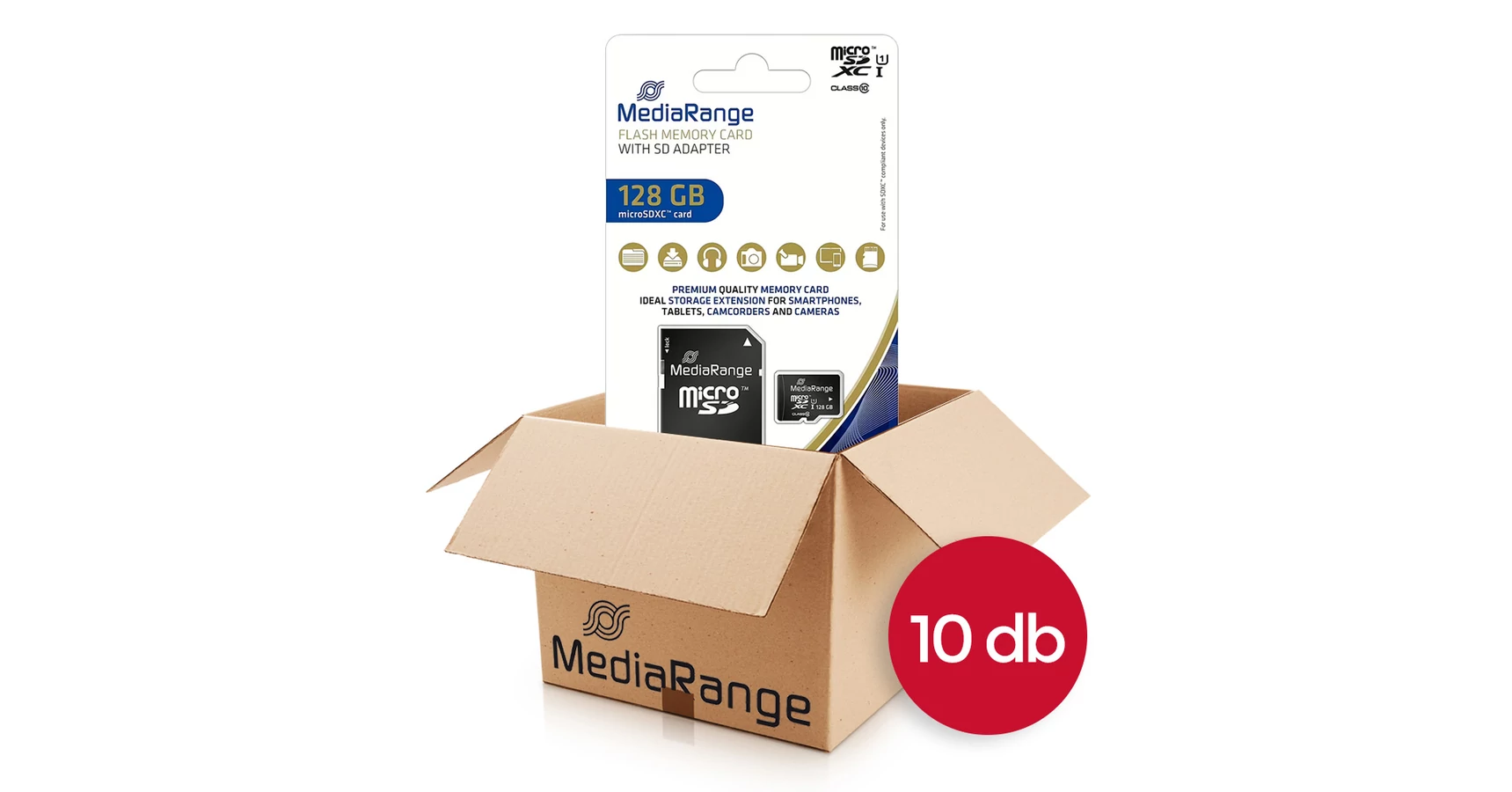 MediaRange MR945 Scheda Di Memoria Micro SDXC 128GB | UHS-I Classe 10 | Con Adattatore SD | Per Smartphone, Tablet, Action Cam - 2