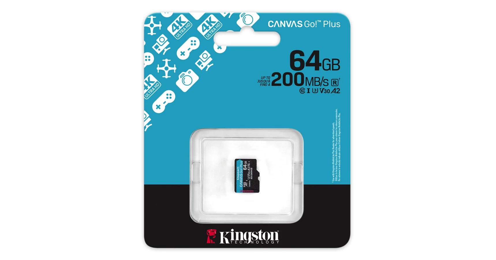 Kingston Canvas Go! Plus microSDXC 64GB UHS-I A2 U3 Class 10 (200/160