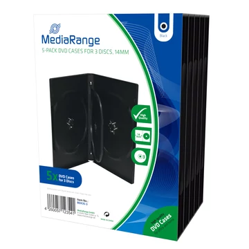 MediaRange DVD tok 3 lemez tárolására 14mm - fekete (5 db) MediaRange DVD tok 3 lemez tárolására 14mm - fekete (5 db)