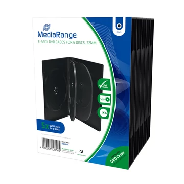 MediaRange DVD tok 6 lemezes 22 mm - fekete (5 db) MediaRange DVD tok 6 lemezes 22 mm - fekete (5 db)