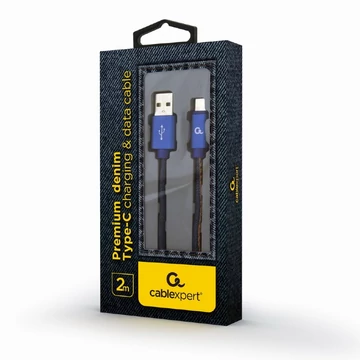 Gembird Premium Jeans Type-C USB 3.0 kábel 2m - kék