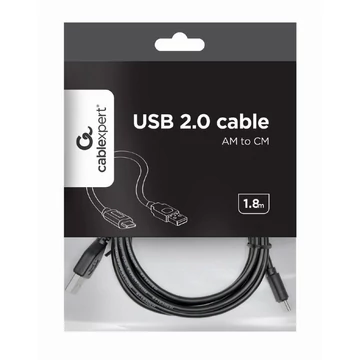 Gembird Type-C USB 2.0 kábel 1,8m - fekete