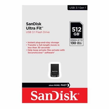 SanDisk Ultra Fit pendrive 512GB USB 3.1 - fekete SanDisk Ultra Fit pendrive 512GB USB 3.1 - fekete