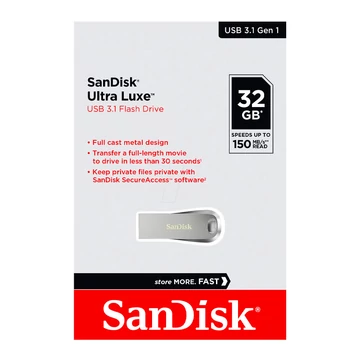SANDISK ULTRA LUXE PENDRIVE 32GB USB 3.1 Ezüst (150 MB/s olvasási sebesség) SANDISK ULTRA LUXE PENDRIVE 32GB USB 3.1 Ezüst (150 MB/s olvasási sebesség)