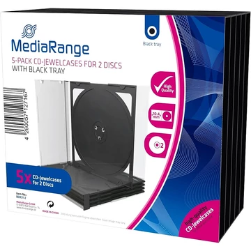 MediaRange dupla CD tok 10,4 mm fekete tálcával - 5 darabos csomag MediaRange dupla CD tok 10,4 mm fekete tálcával - 5 darabos csomag