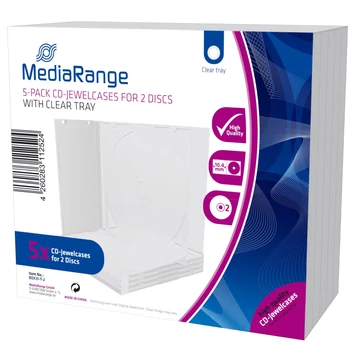 MediaRange dupla CD tok 10,4 mm - átlátszó (5 db) MediaRange dupla CD tok 10,4 mm - átlátszó (5 db)
