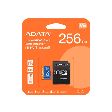 ADATA Premier Micro SDXC memóriakártya adapterrel 256GB Class 10 UHS-I U1 V10 A1 - fekete-kék