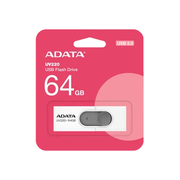 ADATA UV220 pendrive 64GB USB 2.0 - fehér-szürke ADATA UV220 pendrive 64GB USB 2.0 - fehér-szürke