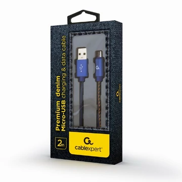 Gembird Premium Jeans Micro-USB kábel 2m - kék