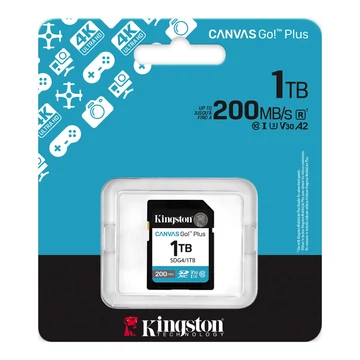 Kingston Canvas Go Plus SDXC memóriakártya 1 TB CL10 UHS-I U3 V30 200 MB/s olvasási sebességgel