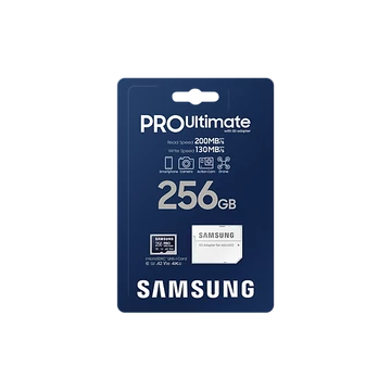 Samsung PRO Ultimate 256GB microSD memóriakártya adapterrel CL10 UHS-I U3 (200/130 MB/s) Samsung PRO Ultimate 256GB microSD memóriakártya adapterrel CL10 UHS-I U3 (200/130 MB/s)