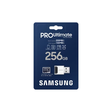 SAMSUNG PRO Ultimate 256GB microSD + USB adapter CL10 UHS-I U3 (200/130 MB/s) SAMSUNG PRO Ultimate 256GB microSD + USB adapter CL10 UHS-I U3 (200/130 MB/s)