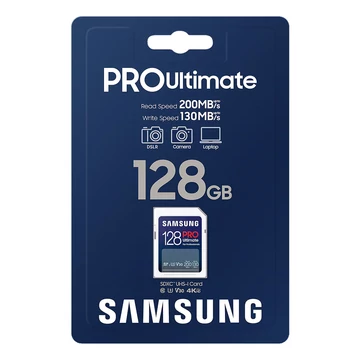 Samsung Pro Ultimate 128GB SDXC memóriakártya CL10 UHS-I U1 V30 (200/130 MB/s)