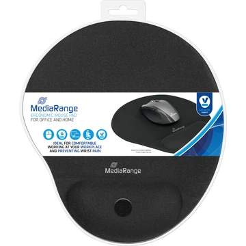 MediaRange ergonomikus egérpad csuklótámasszal - fekete MediaRange ergonomikus egérpad csuklótámasszal - fekete