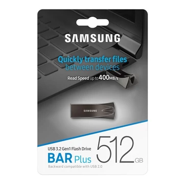 Samsung Bar Plus USB 3.1 pendrive 512GB 400MB/s - titán Samsung Bar Plus USB 3.1 pendrive 512GB 400MB/s - titán