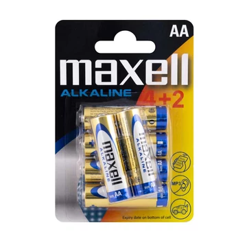 Maxell Alkáli AA ceruzaelem LR06 1,5V 6 darabos kiszerelés Maxell Alkáli AA ceruzaelem LR06 1,5V 6 darabos kiszerelés