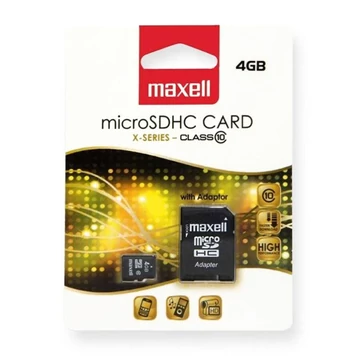 Maxell X-series 4GB micro SDHC + adapter CL10 (20 MB/s olvasási sebesség) Maxell X-series 4GB micro SDHC + adapter CL10 (20 MB/s olvasási sebesség)