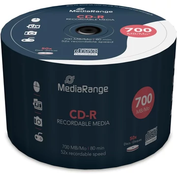 MediaRange CD-R 52X lemez 700MB 80 perc - 50 db shrink csomagolásban (MR207)