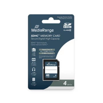 MEDIARANGE SDHC 4GB CL10 (20 MB/s olvasási sebesség)
