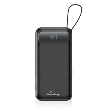 MediaRange Power Bank 10.000 mAh beépített töltőkábellel és LCD kijelzővel