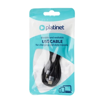 Platinet Type-C - Type-C fonott kábel 60W 3A 1m - fekete