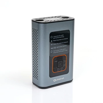 Platinet 3 az 1-ben digitális kompresszor 4000 mAh powerbank LED zseblámpa funkcióval 10 bar - szürke