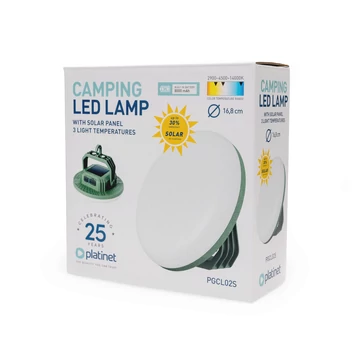 Platinet napelemes kemping lámpa LED 3 színhőmérséklettel 8000 mAh 5,5 óra üzemidő 21W - zöld (PGCL025) Platinet napelemes kemping lámpa LED 3 színhőmérséklettel 8000 mAh 5,5 óra üzemidő 21W - zöld (PGCL025)