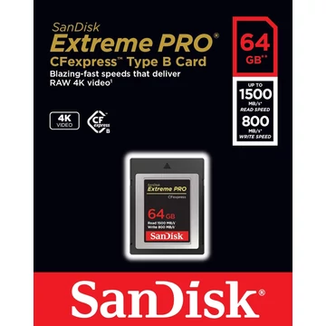 SanDisk Extreme PRO CFexpress memóriakártya 64GB Type B 1500/800 MB/s SanDisk Extreme PRO CFexpress memóriakártya 64GB Type B 1500/800 MB/s