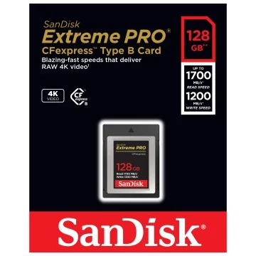 SanDisk Extreme PRO CFexpress memóriakártya 128GB Type B (1700/1200 MB/s)