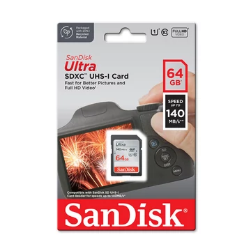 SanDisk Ultra 64GB SDXC memóriakártya UHS-I Class 10 140MB/s