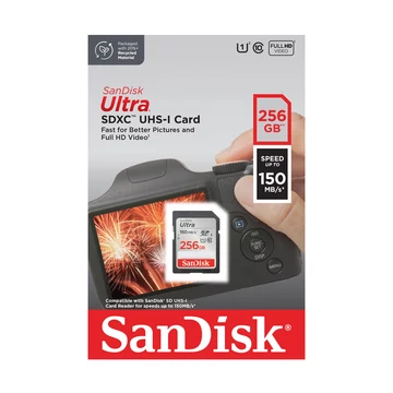 SanDisk Ultra 256GB SDXC memóriakártya UHS-I Class 10 (150 MB/s olvasási sebesség)