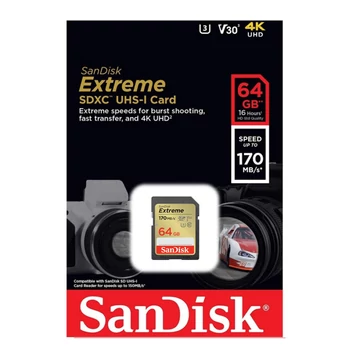SanDisk Extreme SDXC memóriakártya 64GB Class 10 UHS-I U3 V30 (170/80 MB/s) SanDisk Extreme SDXC memóriakártya 64GB Class 10 UHS-I U3 V30 (170/80 MB/s)