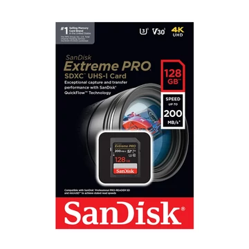 SanDisk Extreme Pro 128GB SDXC memóriakártya V30 UHS-I U3 4K Class 10