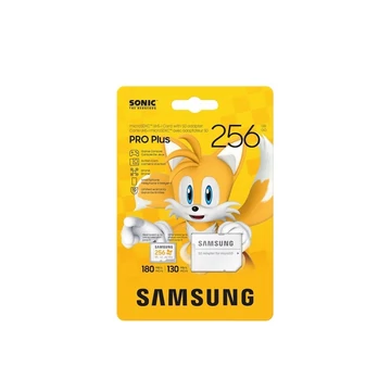 Samsung PRO Plus Sonic the Hedgehog microSDXC memóriakártya 256 GB + adapter Class 10 UHS-I U3 A2 V30 180/130 MB/s Samsung PRO Plus Sonic the Hedgehog microSDXC memóriakártya 256 GB + adapter Class 10 UHS-I U3 A2 V30 180/130 MB/s