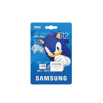 Samsung PRO Plus Sonic the Hedgehog microSDXC memóriakártya 512 GB + adapter, Class 10, UHS-I U3 A2 V30, 180/130 MB/s Samsung PRO Plus Sonic the Hedgehog microSDXC memóriakártya 512 GB + adapter, Class 10, UHS-I U3 A2 V30, 180/130 MB/s