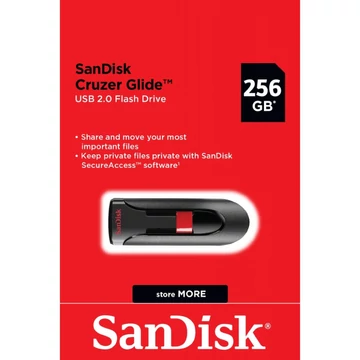 SanDisk Cruzer Glide 256GB pendrive USB 2.0 - fekete/piros (SDCZ60-256G-B35) SanDisk Cruzer Glide 256GB pendrive USB 2.0 - fekete/piros (SDCZ60-256G-B35)