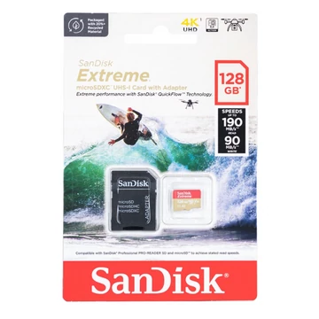 SanDisk Extreme 128GB Micro SDXC U3 V30 memóriakártya 190/90 MB/s