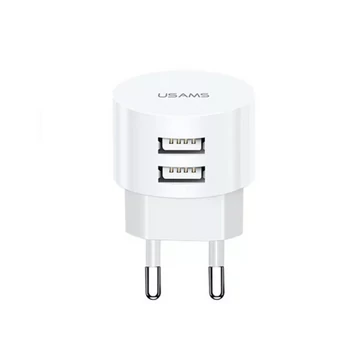 USAMS T20 hálózati töltő 2xUSB 2.1A - fehér (US-CC080)