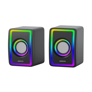 Omega 2.0 hangszóró 6W RGB USB és 3,5 mm jack - fekete