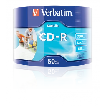 Verbatim Data Life CD-R lemez 52x 700MB nyomtatható felülettel - 50 db shrink