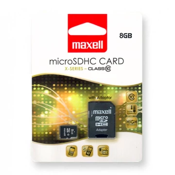 Maxell X-series micro SDHC memóriakártya 8GB Class 10 adapterrel (50 MB/s olvasási sebesség) Maxell X-series micro SDHC memóriakártya 8GB Class 10 adapterrel (50 MB/s olvasási sebesség)