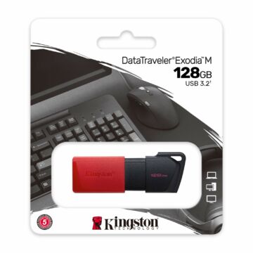Kingston Exodia M Data Traveler pendrive 128GB USB 3.2 Gen1 Fekete/piros