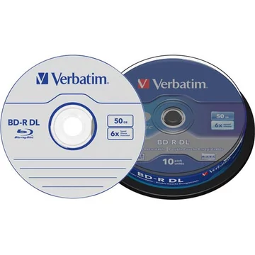 Verbatim BD-R DL Blu-Ray lemez 50 GB 6X - Cake (10) Verbatim BD-R DL Blu-Ray lemez 50 GB 6X - Cake (10)