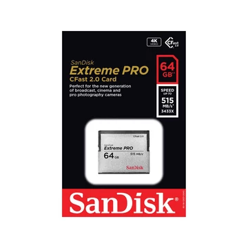 SanDisk Extreme PRO CFast 2.0 memóriakártya 64GB VPG-130 (525 MB/s olvasási sebesség) (SDCFSP-064G-G46D)