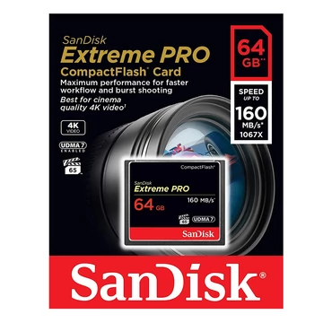 SanDisk Extreme PRO CompactFlash memóriakártya 64GB UDMA7 VPG-65 160 MB/s