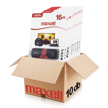 Maxell FLIX 16GB pendrive USB 2.0 - fekete-piros (10 db-os csomag)