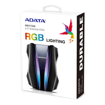 ADATA HD770G külső HDD 1TB USB 3.2 RGB világítással - fekete