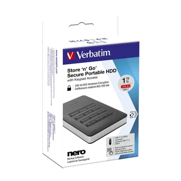 Verbatim Store 'n' Go külső merevlemez 1TB USB 3.0 AES 256 PIN kóddal - fekete Verbatim Store 'n' Go külső merevlemez 1TB USB 3.0 AES 256 PIN kóddal - fekete