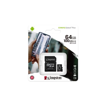 Kingston Canvas Select Plus 64GB microSD memóriakártya + Adapter