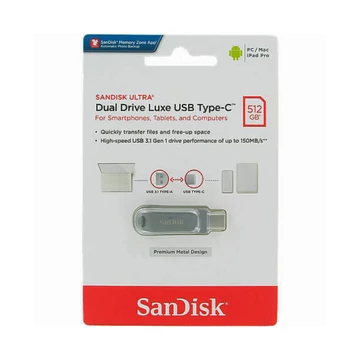 SanDisk Ultra Dual Drive Luxe pendrive 512GB USB Type-C és Type-A - ezüst